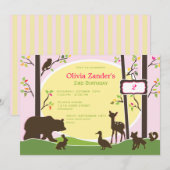 Woodland Birthday Party Invitation Kaart (Voorkant / Achterkant)