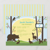 Woodland Birthday Party Invitation Kaart (Voorkant / Achterkant)