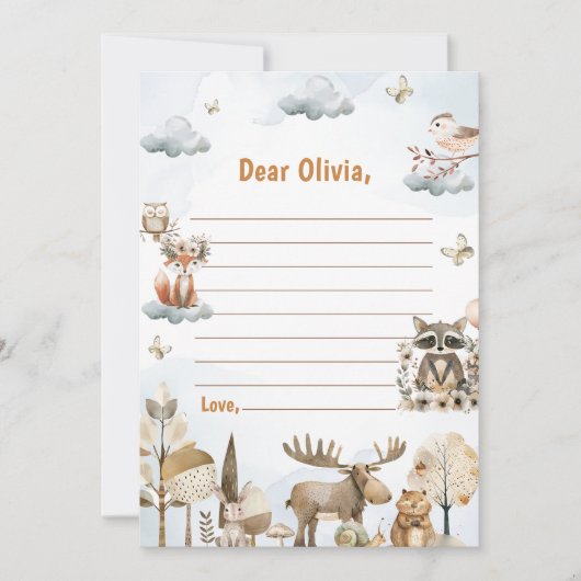 Woodland Birthday Time Capsule Note Bericht Kaart (Voorkant)