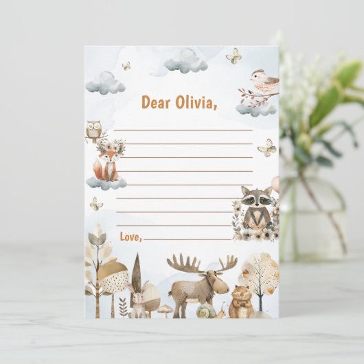 Woodland Birthday Time Capsule Note Bericht Kaart (Staand voorkant)