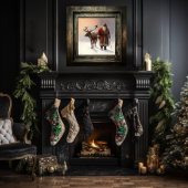 Woodland Black Santa & Rendier in rustige eenzaamh Poster