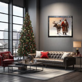 Woodland Black Santa & Rendier in rustige eenzaamh Poster