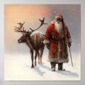 Woodland Black Santa & Rendier in rustige eenzaamh Poster (Voorkant)