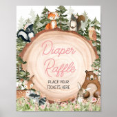 Woodland Bloemen Hout Slice Luier Raffle Poster (Voorkant)