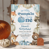 Woodland Blue Boho Pumpkin Boy 1e verjaardag Kaart