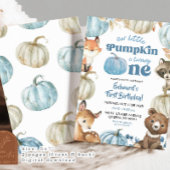 Woodland Blue Boho Pumpkin Boy 1e verjaardag Kaart