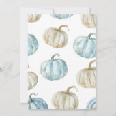 Woodland Blue Boho Pumpkin Boy 1e verjaardag Kaart (Achterkant)