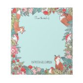 Woodland Blue Fox Foxes Forest Leaf Personalized Notitieblok (Voorkant)