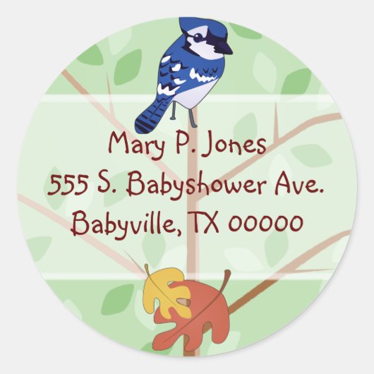 Woodland Blue Jay-adreslabel Stickers (Voorkant)