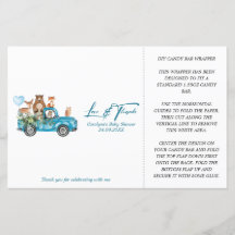 Woodland Blue Truck Baby shower Snoep Bar Wrapper