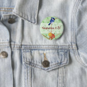 Woodland Bluejay Button (In situ)