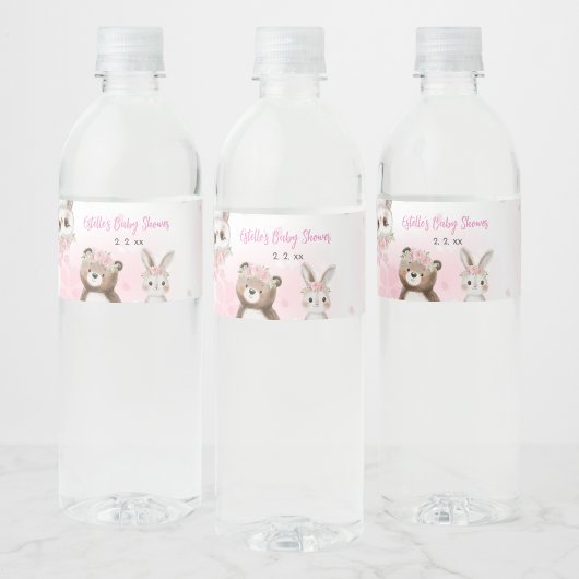 Woodland Blush Baby Shower Water Bottle Label Waterfles Etiket