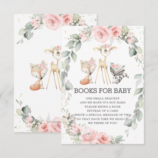 Woodland Blush Bloemen Groene Boeken voor Baby Kaa Kaart (Voorkant / Achterkant)