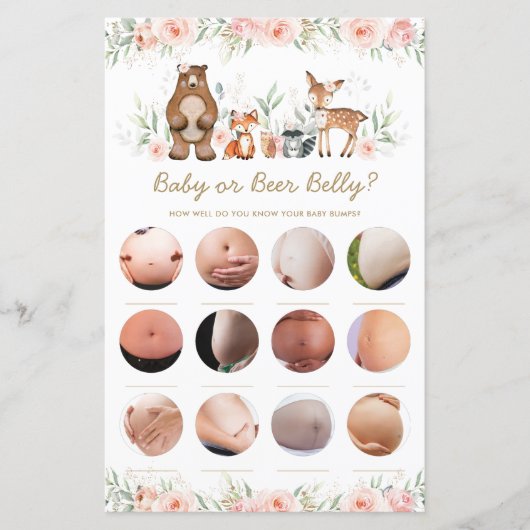 Woodland Blush Floral Baby of Beer Belly Game (Voorkant)