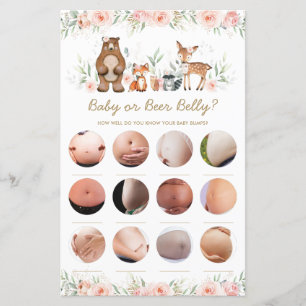 Woodland Blush Floral Baby of Beer Belly Game