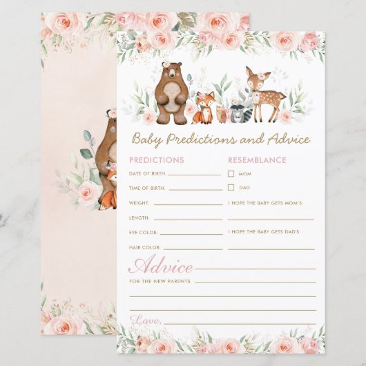 Woodland Blush Floral Baby Predics and Advice (Voorkant / Achterkant)