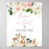 Woodland Blush Floral Baby shower Treat Sign Poster (Voorkant)
