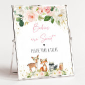 Woodland Blush Floral Baby shower Treat Sign Poster