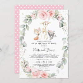 Woodland Blush Floral Greenery Baby shower per mai Kaart