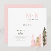 Woodland Blush Monogram Save the Date Square (Voorkant / Achterkant)