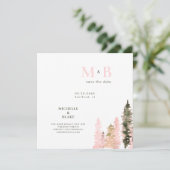 Woodland Blush Monogram Save the Date Square (Staand voorkant)