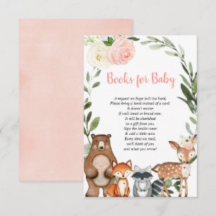 Woodland blush roze book request girl baby shower informatiekaartje