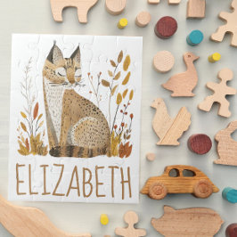 Woodland Bobcat Schattig Gepersonaliseerd Legpuzzel