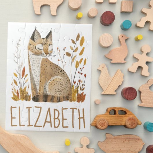 Woodland Bobcat Schattig Gepersonaliseerd Legpuzzel