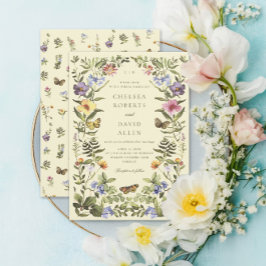 Woodland Boho  Botanische Wildflower bruiloft Kaart