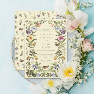 Woodland Boho Botanische Wildflower bruiloft Kaart
