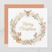 Woodland Boho Christmas Greeting Card Feestdagenkaart (Voorkant / Achterkant)
