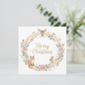 Woodland Boho Christmas Greeting Card Feestdagenkaart (Staand voorkant)