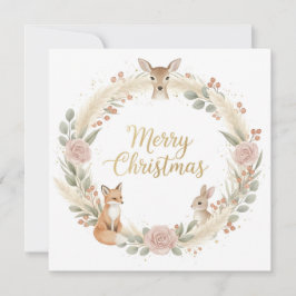 Woodland Boho Christmas Greeting Card Feestdagenkaart