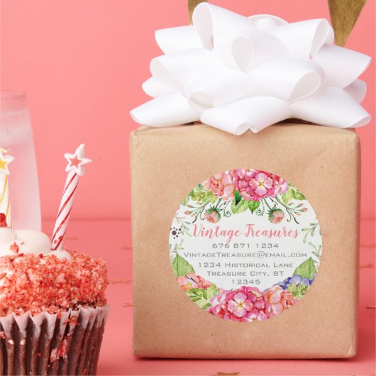 Woodland boho Floral Business of Personal Craft Ronde Sticker (Feest)