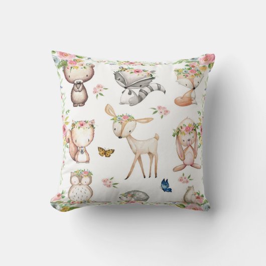 Woodland Boho Fox Deer Bunny Nursery Pillow Kussen (Voorkant)