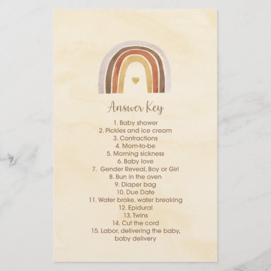 Woodland Boho Rainbow Emoji Pictionary Shower (Achterkant)