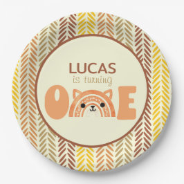 Woodland Boho Rainbow Fox First Birthday Papieren Bordje