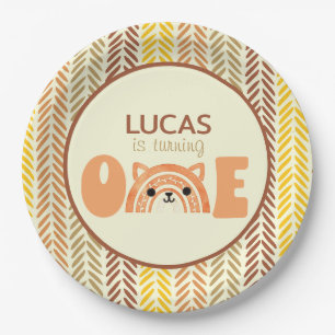 Woodland Boho Rainbow Fox First Birthday Papieren Bordje