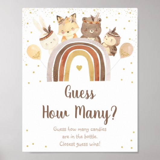 Woodland Boho Rainbow Raad eens hoeveel Poster er  (Voorkant)