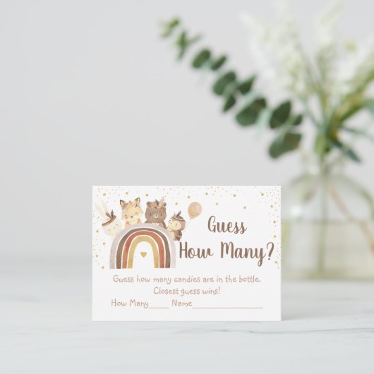 Woodland Boho Rainbow Raad eens hoeveel spel Informatiekaartje (Staand voorkant)