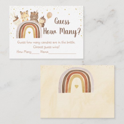 Woodland Boho Rainbow Raad eens hoeveel spel Informatiekaartje (Voorkant / Achterkant)