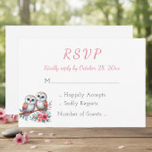 Woodland Boho Rustic Country Owl Wedding RSVP Kaartje