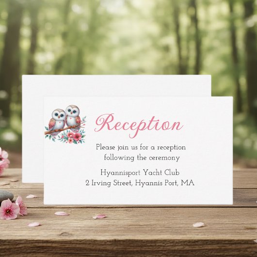 Woodland Boho Rustic Owl Wedding Reception Informatiekaartje