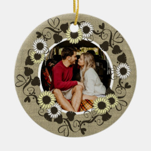 Woodland BOHO Sunflower Foto Keramisch Ornament