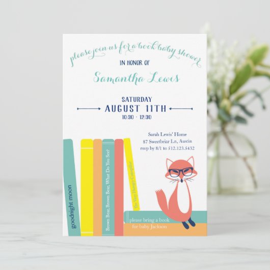 Woodland Book Baby Shower Uitnodiging (Staand voorkant)