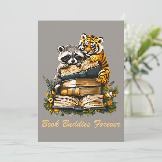  Woodland Book Club Feestdagenkaart (Staand voorkant)