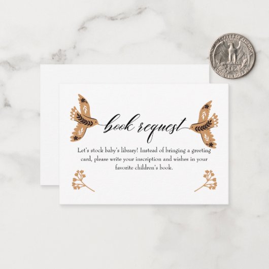 Woodland Book Request Book Book for Baby Insert Ka Notitiekaartje (Voorkant / Achterkant in situ)