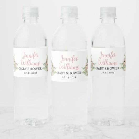 Woodland bos baby dieren meisje baby shower waterfles etiket (Flessen)