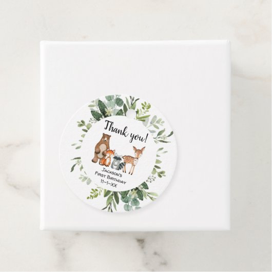 Woodland bos vrienden dieren verjaardag dank u bedankjes labels (In situ)