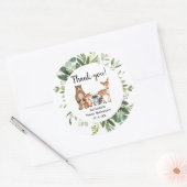 Woodland bos vrienden dieren verjaardag ronde sticker (Envelop)